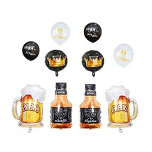 10pc Champagne Bottle Beer Mug Cocktail Glass Whiskey Drink Party Foil Balloons  - £6.40 GBP