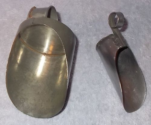 Vintage Lot of 2  Small Galvanized Tin Metal Soldered Sugar Type Scoops - $12.95