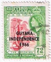 Stamps Guyana Independence 1966 Overprint On 72 Cents Value British Guiana Used - £0.72 GBP