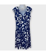 LAUREN RALPH LAUREN navy &amp; white floral knee length jersey dress size 10 - $52.03 CAD