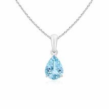 ANGARA 8x6mm Natural Aquamarine Solitaire Pendant Necklace in Silver for Women - £209.12 GBP+