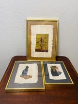 Beautiful Three Authentic Papyrus Artwork of Ancient Egyptian Style-Framed - £194.53 GBP