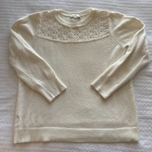 XL LOFT Winter White/Cream Knit Sweater with Lace Yoke - £25.88 GBP