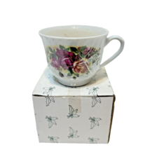 Vintage Floral Rose Porcelain Teacup Mini Candle Unused in Box 2 x 2.75&quot; - $12.39