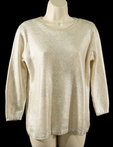 Charming Charlie Womens Rock Chic Sweater M Medium Metallic Silver Pullo... - $21.37