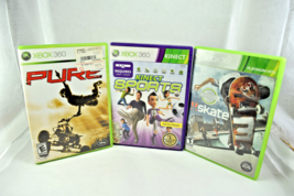 Lot of 3 Xbox 360 Skate 3 Pure Kinect Sports All tested Skate 3 missing manual - £9.29 GBP