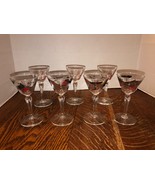 7 Vintage Libbey Glass Martini Cordial Glasses &quot;Shine On Harvest Moon&quot; 6... - $314.27 MXN