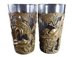 1950&#39;s Los Castillo Taxco Brass Adam and Eve Glass Slips with glasses - $247.50