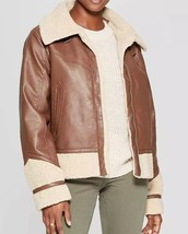 Universal Thread Goods Co.™ ~Size Small  ~ Sherpa Moto Faux Leather Brow... - £29.85 GBP