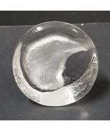 Eagle Paperweight Frosted Clear Glass Round Standing Bald Eagle Head Des... - £11.17 GBP