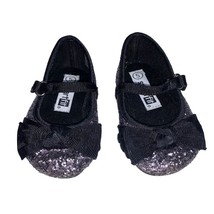 Gray Black Glitter Toddler Baby shoe ballet flat Adjust Strap Formal Party - £9.35 GBP