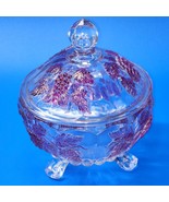 Westmoreland Vintage Clear Ruby Red Flash Grape Glass Candy Dish With Li... - $36.07 CAD