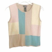 Designers Originals Vintage Pastel Color Block Sleeveless Sweater Vest - £22.05 GBP