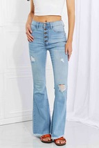 Vibrant MIU Full Size Jess Button Flare Jeans - £50.15 GBP