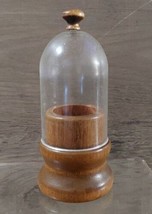 Vintage Wooden Toothpick Holder Clear Dome Lid Cover 4.5&#39;&#39; - £13.31 GBP