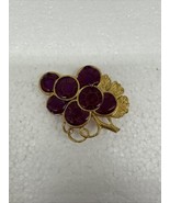 Vintage Poured Gripoix Glass Bunch Grapes Brooch Gold Tone 2.5&quot; - $115.35 CAD
