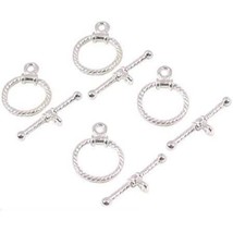 4 Sterling Silver Toggle Clasps Twist Jewelry Parts - £18.08 GBP