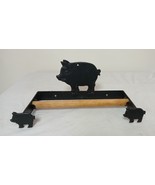 Cast Iron Pig Wall Mounted Paper Towel or Kitchen Towel Holder with Wood... - $44.55