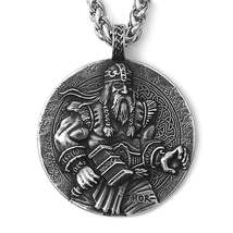 Nordic God Thor Coin Necklace | Norse Mythology Mjölnir Hammer Pendant | Pagan W - £18.44 GBP