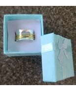 Handcrafted ~ Heart/Love ~ Wide Band Ring ~ Size 8 ~ Silver &amp; Gold in Color - $20.00