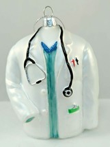 Robert Stanley Doctor Tech ER Lab Coat w Stethoscope Glass 4&quot; Ornament NWT - $14.99