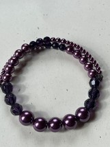 Laila Rowe Purple Metallic &amp; Faceted Plastic Bead Choker Wrap Necklace – 16 inch - £11.71 GBP