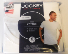 Jockey Men&#39;s XL Crew Neck T-Shirt 2 Pack White 100% Cotton 46-48&quot; New Un... - £21.67 GBP