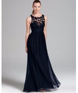 Aidan Mattox Embellished Lace &amp; Silk Chiffon Gown Sz 12 Navy - $126.72