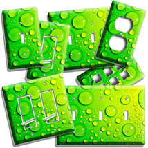 Green Water Droplets Drops Texture Light Switch Wall Outlet Plate Room Art Decor - £10.62 GBP+