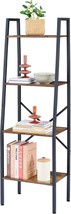 Hoctieon 4-Tier Ladder Bookshelf, Tall Bookshelf With Metal Frame,, Rustic Brown - £39.86 GBP