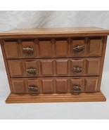 Vintage Wooden Farrington Jewelry Box 3 Drawers Blue Lining 10&quot; X 5 1/4&quot;... - €18,51 EUR