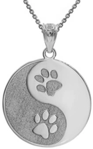 Personalized Name Silver Yin Yang Tai Chi Cute Puppy Paw Print Pendant Necklace - £49.29 GBP+