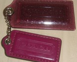 Coach PURPLE Poppy 3.5in Glitter 1.5 in Leather Hang tag BAG Glitter Charm - $14.84