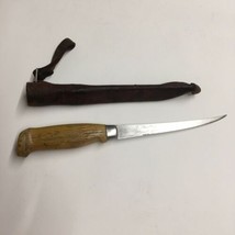 Vintage J Marttiini Finland Hand Ground Stainless Filet Knife Blade w/ Sheath - £10.27 GBP