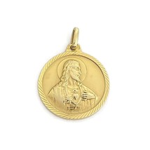 Reversible Jesus Our Lady Mount Carmel Necklace Pendant 14K Yellow Gold, 3.93 Gr - £388.35 GBP