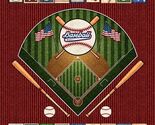 35" X 44" Panel America's Pastime Baseball Field Red Cotton Fabric D664.80 - $13.56