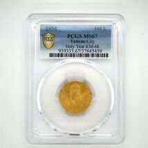 1950 MCML Oro 100 Lire Anno Santo Città Del Vaticano PIUS XII PCGS MS67 ... - $4,074.45