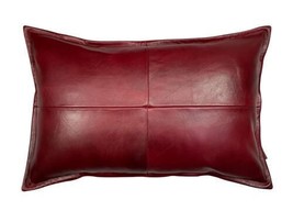 Genuine Lambskin Soft Leather Pillow Cover Maroon Decorative Home Luxury Cushion - £32.15 GBP