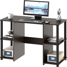 Shw Home Office Wood Desk With Double Sided Shelves, Espresso - £66.42 GBP