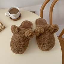 Faux Slides Women Soft Fuzzy Slippers House Winter Plush Indoor Slippers Woman C - £23.37 GBP