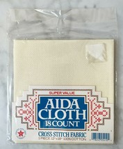Super Value 18 Count Aida Cross Stitch Fabric - Ivory 100% Cotton 12&quot; x 18&quot; - $4.70
