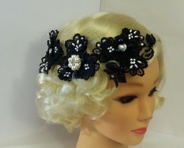 1920s headband Fascinator,Wedding fascinator headband headpiece, Black and White - £38.56 GBP