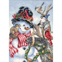 Dimensions Gold Petite Counted Cross Stitch Kit 5&quot;X7&quot;-Snowman &amp; Reindeer - £14.81 GBP