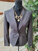 New York &amp; Co. Women&#39;s Gray Polyester Long Sleeve Single Breasted Blazer Size 4 - £38.36 GBP