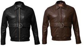 Aviator A-2 Real Goat/Sheep/Cow Leather Bomber Flight Jacket Vintage Brown - £79.47 GBP+