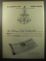 1950 B. Altman &amp; Co. Gift Certificates Advertisement - £14.78 GBP