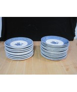 20 Currier &amp; Ives Vintage Dishes Blue White Dessert Saucers Steamboat - $59.40