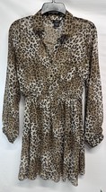 Rue 21 Semi Sheer Animal Print Collared Long Sleeve Dress Size L - $17.49