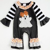 NEW Boutique Baby Girls Halloween Ghost Ruffle Romper Jumpsuit - $11.04
