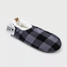 Fuzzy Babba Men&#39;s Sherpa Lined Slipper Socks (L/XL  10-12) Gray &amp; Black ... - $18.42 CAD